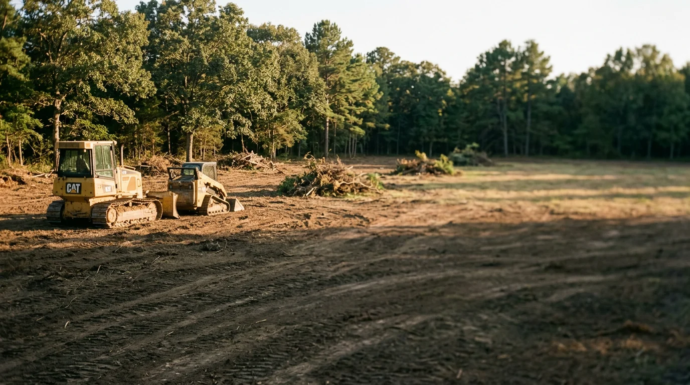 Cleared land with fresh grading ready for pasture use