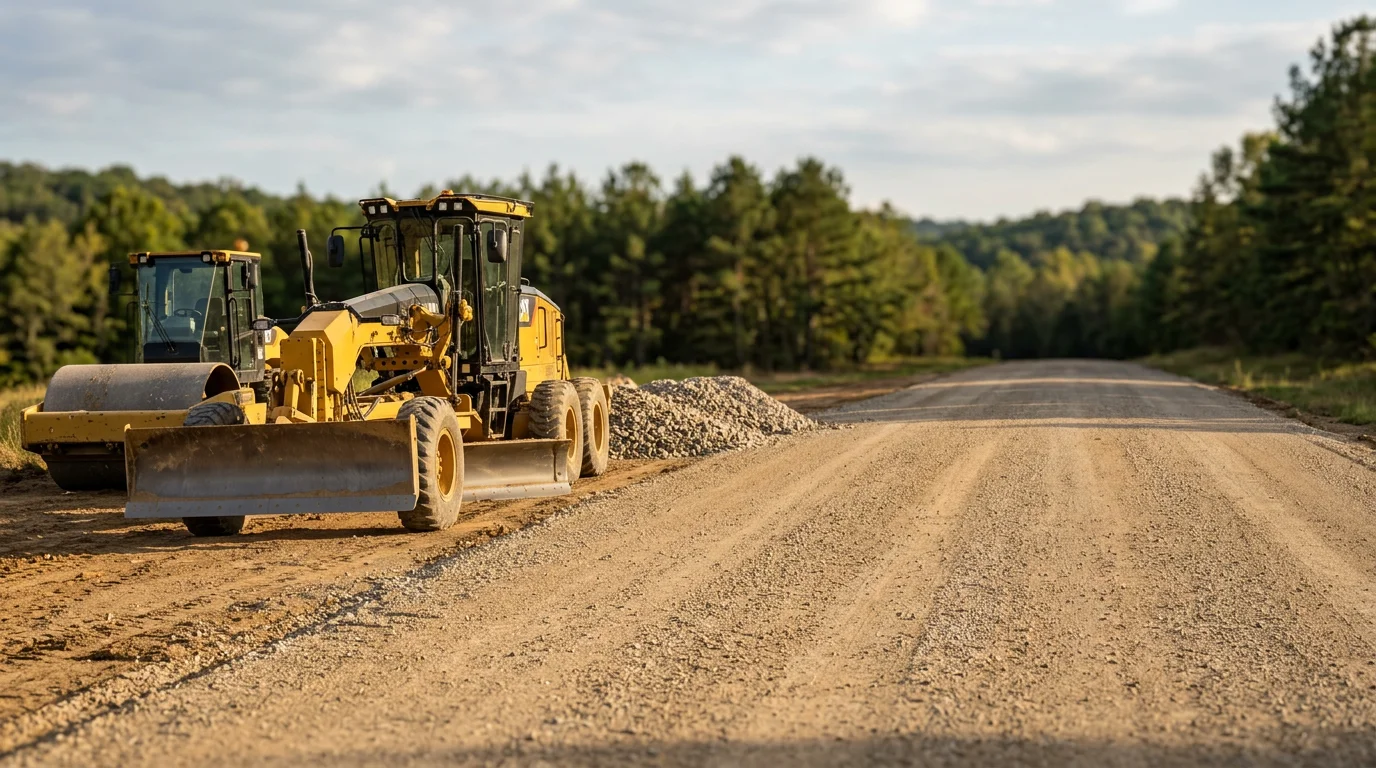 Dozer grading a new road on a property